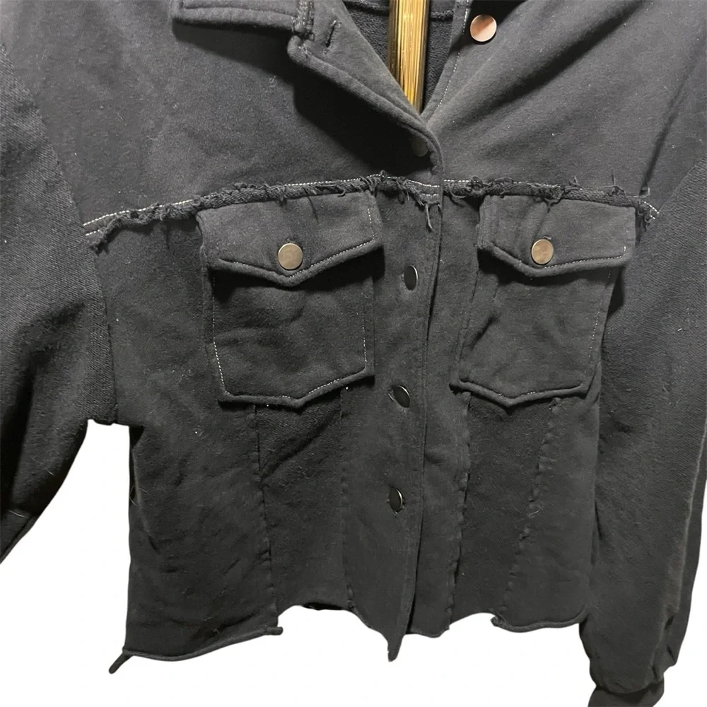 NATURAL LIFE Black Cropped Button Down Utility Jacket XS/S - Picture 3 of 10